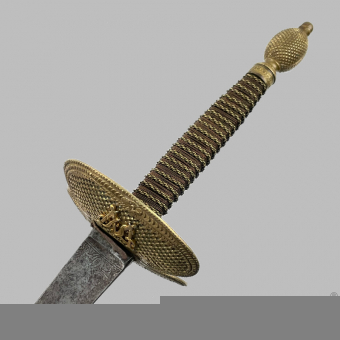 картинка — пара фехтовальных шпаг и трость со встроенным шпажным клинком, 19 век