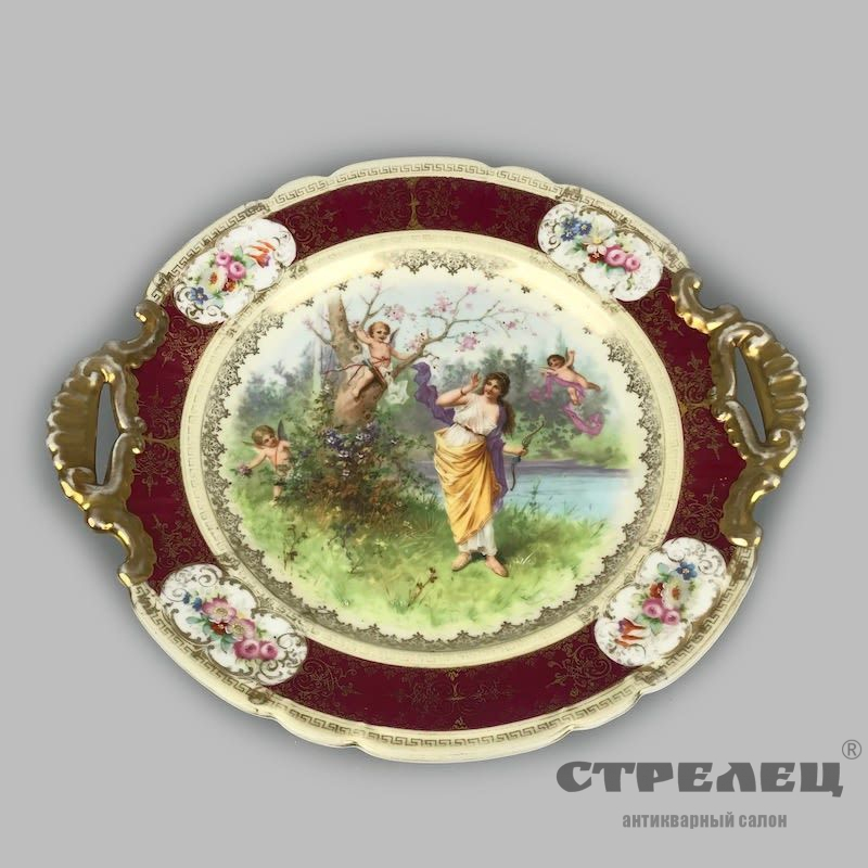 картинка — тарелка фарфоровая, декоративная. австрия, 19 век