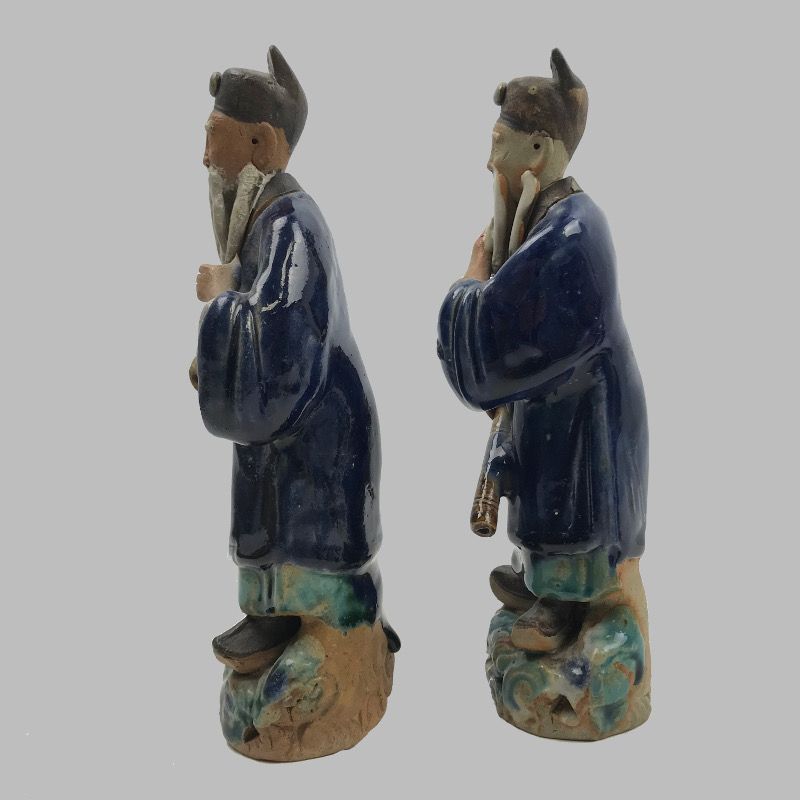 картинка китайские фарфоровые статуэтки «чиновники» (пара). 19 век