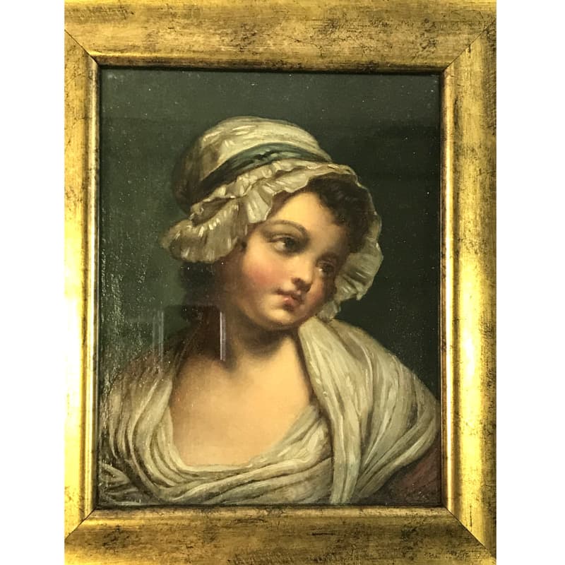Картина в раме "Женская головка в чепце". Европа, начало 19 века