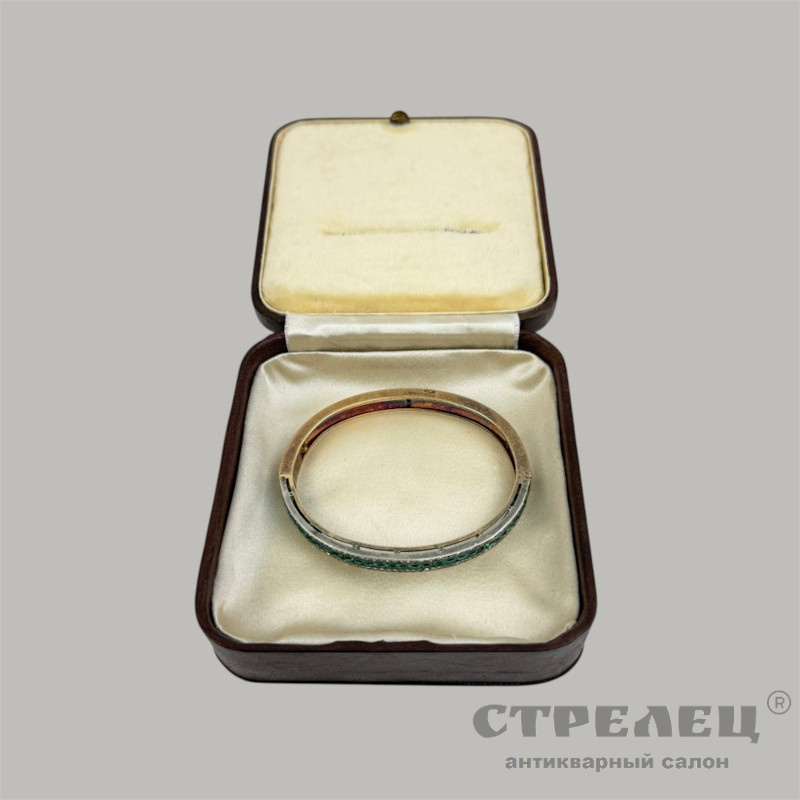 золотой браслет с изумрудами и бриллиантами. россия, нач. 20 в.