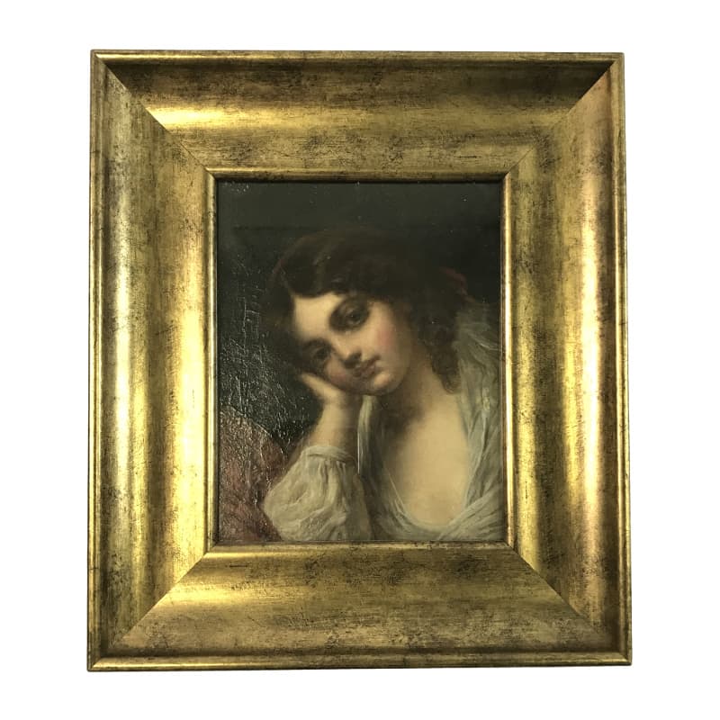 Картина "Женская головка с красной лентой". Европа, начало 19 века