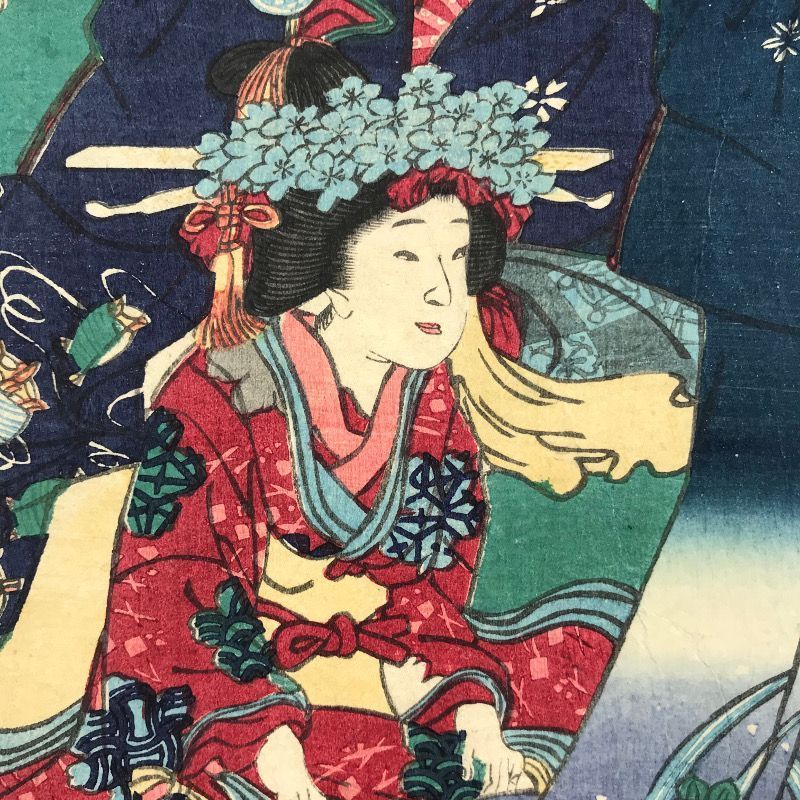 картинка японская гравюра у-киё-э «три знатные дамы», 19 век