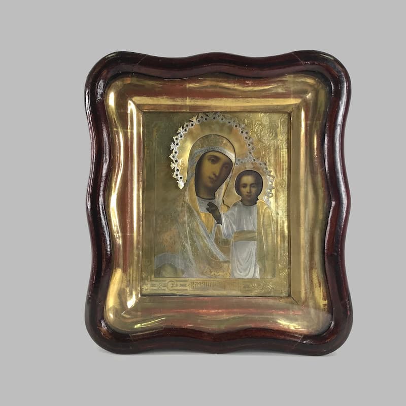 картинка казанская икона божией матери в серебряном окладе и киоте