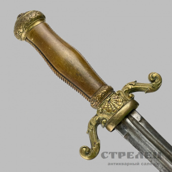 картинка — кинжал европейский с деревянной рукоятью, 19 век