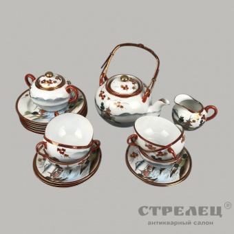 Картинка фарфоровый чайный сервиз на 6 персон. япония