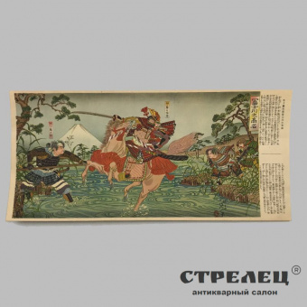 картинка цветной принт на картоне. япония, начало 20 века