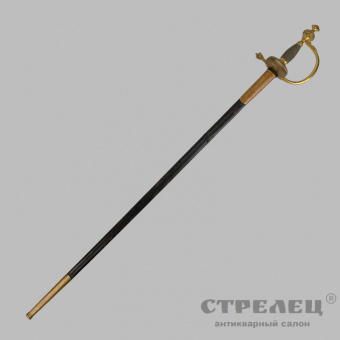 фото — шпага прусская пехотная офицерская с украшенным клинком, 19 век