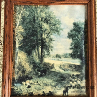 картинка шелкография «сельский пейзаж». европа, 19 век