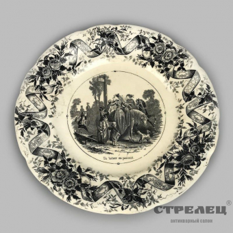 картинка тарелки с сюжетами, 4 шт. франция, 19 век