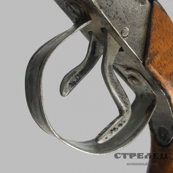 картинка пистолет капсюльный, двуствольный, карманный. европа, начало 19 века