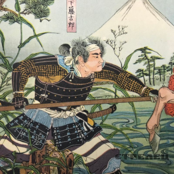 картинка цветной принт на картоне. япония, начало 20 века