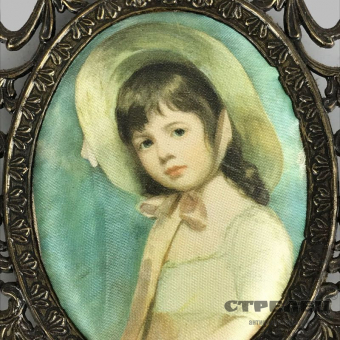 картинка портрет девочки. шелкография. европа, 19 век