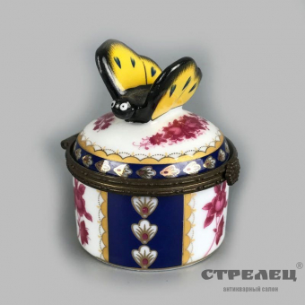 картинка фарфоровая шкатулочка «бабочка». limoges. франция