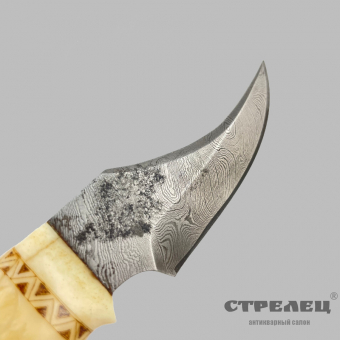 картинка — нож, дамасская сталь, бивень мамонта