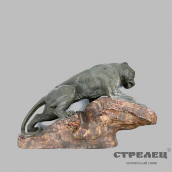 картинка — статуэтка «крадущаяся пантера». глина. европа