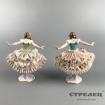 картинка фарфоровые статуэтки «две балерины». dresden