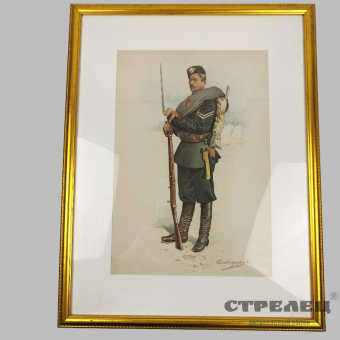 картинка — литография в раме «русский гвардейский солдат». бенкендорф