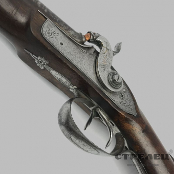 картинка ружьё двуствольное, капсюльное, охотничье. европа, 19 век