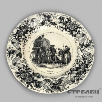 картинка тарелки с сюжетами, 4 шт. франция, 19 век