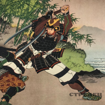 картинка цветной принт «дуэль на мечах», япония, начало 20 века