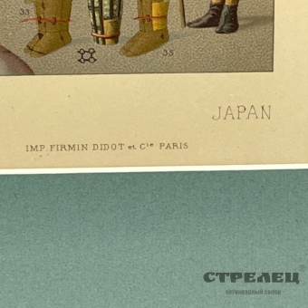 картинка литография «японские воины». франция, начало 20 века