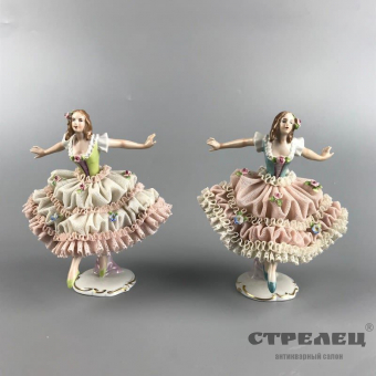 картинка фарфоровые статуэтки «две балерины». dresden