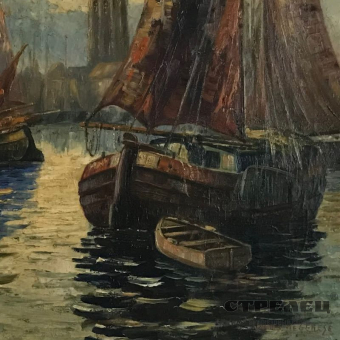картинка картина «парусные лодки на стоянке». европа