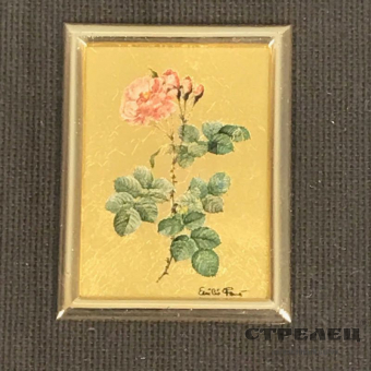 картинка миниатюрная картина на золоте «роза». италия