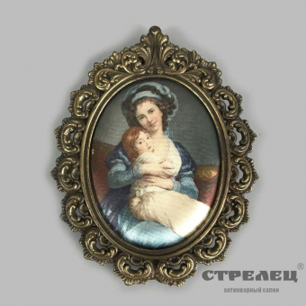 картинка шелкография «портрет мамы с дочерью». европа, 19 век