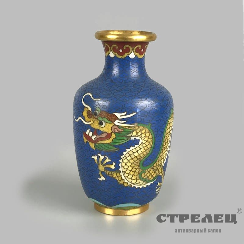 картинка вазочка «дракон» в технике клуазоне. китай