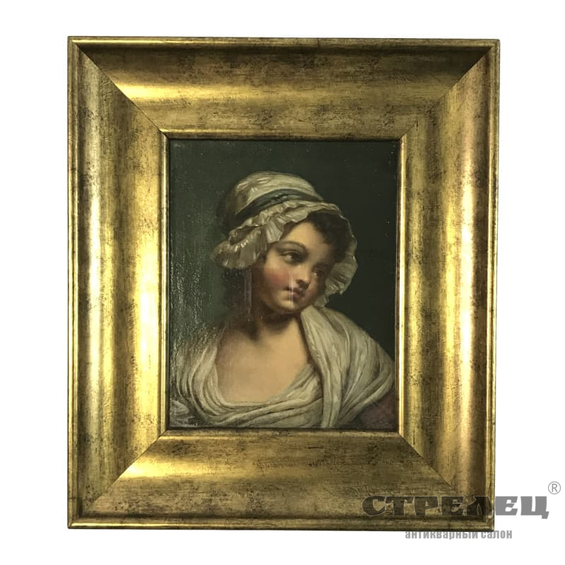 Картина в раме "Женская головка в чепце". Европа, начало 19 века