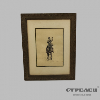 картинка — картина в раме графика «казак с бубном», 1904 год