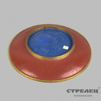 картинка декоративная тарелка «пеоны», клуазоне. китай