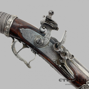 картинка — пистолет французский «лепаж» кремнёвый в серебре, конец 18 века