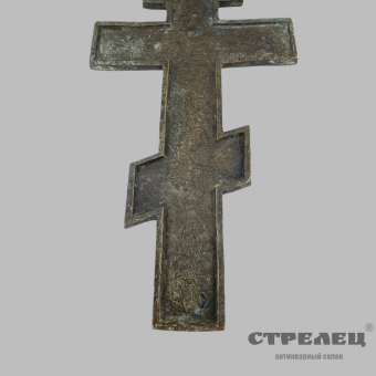 картинка — старинный бронзовый крест «распятие христово», 19 век