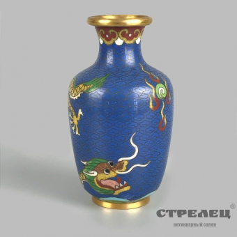 картинка вазочка «дракон» в технике клуазоне. китай