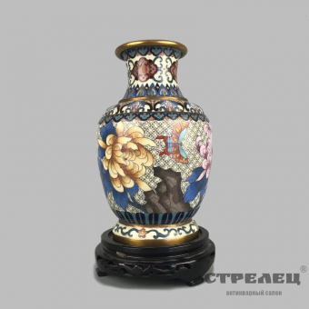 картинка ваза китайская в технике клуазоне, 20 век