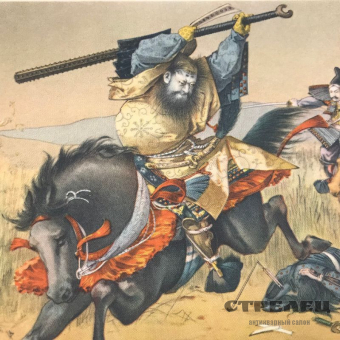 картинка цветной принт «атака самураев». япония, начало 20 века
