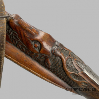 картинка двуствольное охотничье ружьё под шпилечный патрон. европа, 19 век