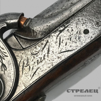картинка капсюльное ружьё, охотничье, двуствольное. франция, 1850 год