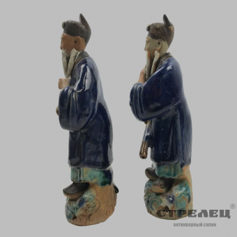 картинка китайские фарфоровые статуэтки «чиновники» (пара). 19 век
