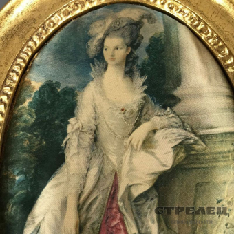 картинка шелкография «портрет молодой девушки». европа, 19 век