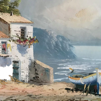 картинка картина «дом у моря». европа