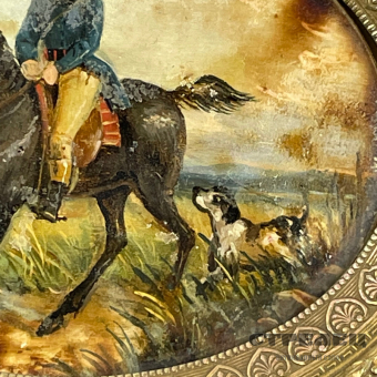 картинка — художественная миниатюра «всадник и собака». ж.ф.свебах. франция, начало 19 века