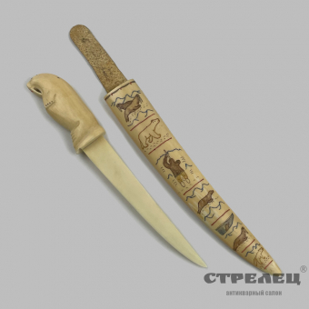 картинка — нож для бумаг из бивня моржа. ссср,  20 век