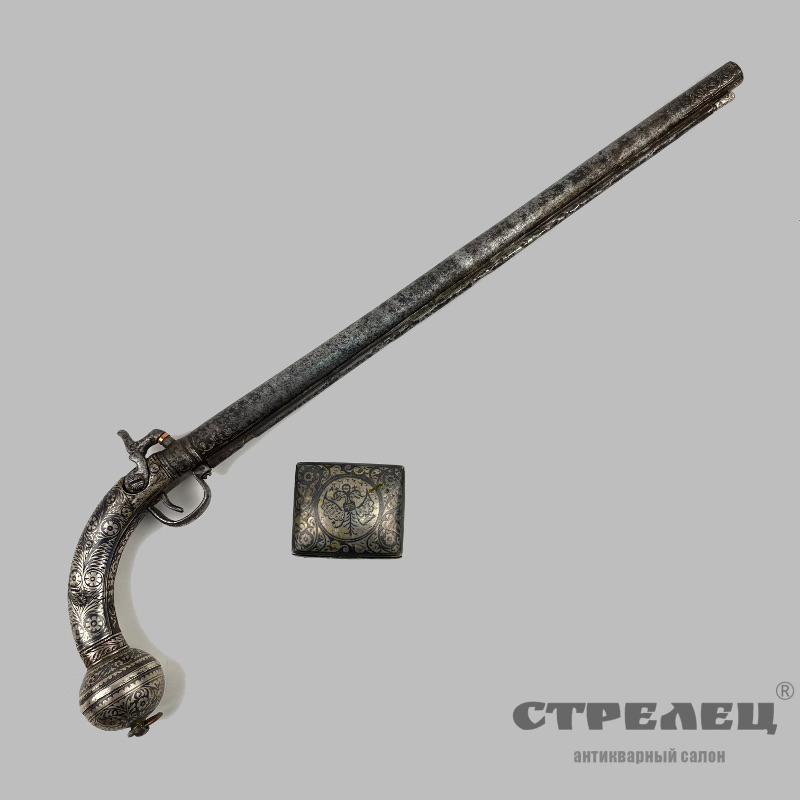 картинка — пистолет кавказский капсюльный с жирницей, 19 век